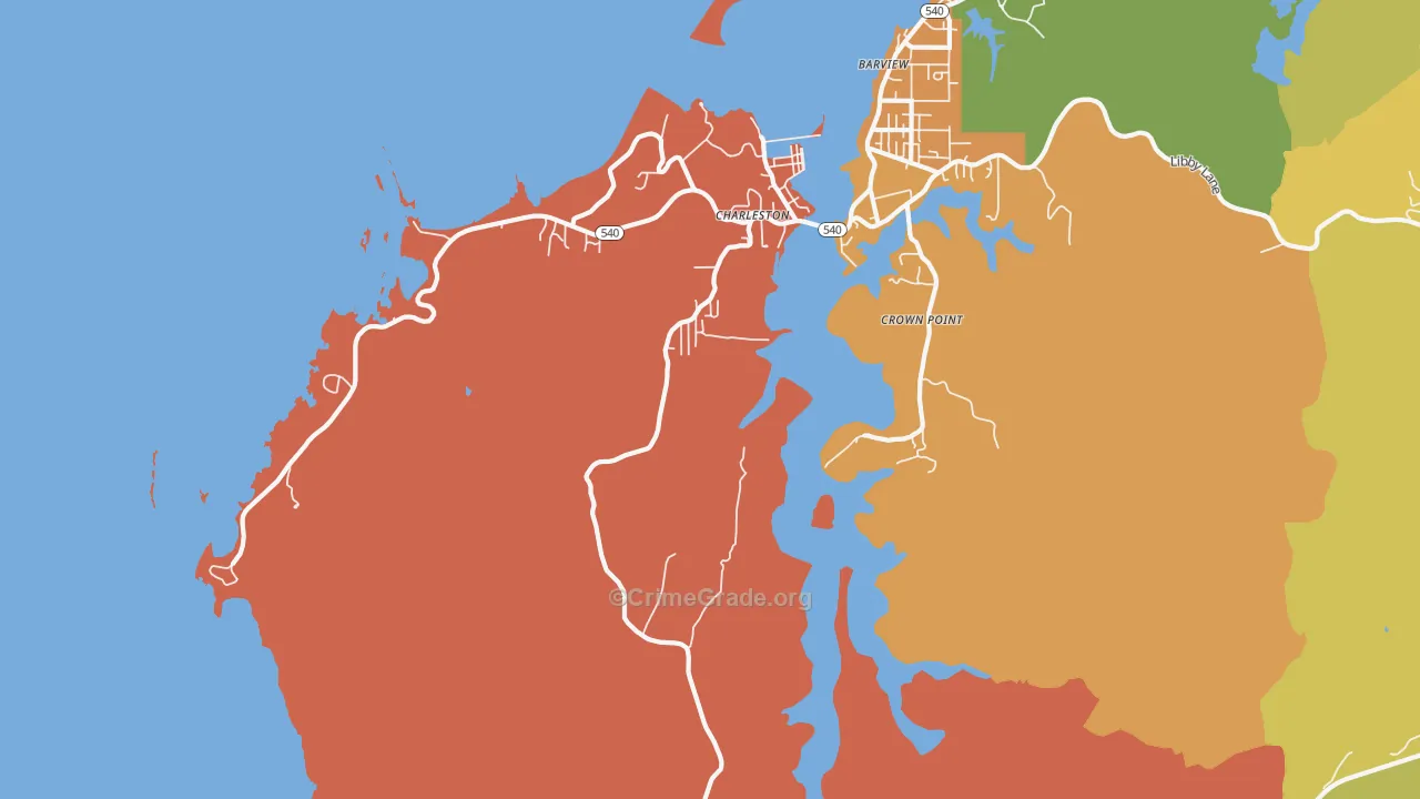 Charleston, OR Map of Assault Rates
