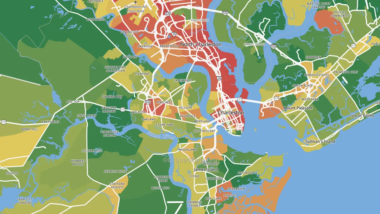 Charleston, SC Map of Assault Rates