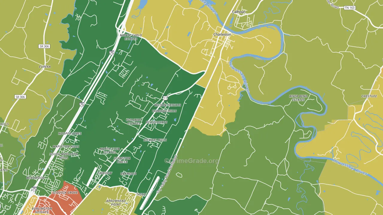 Charleston, TN Map of Assault Rates