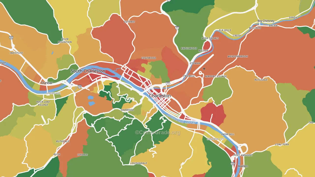Charleston, WV Map of Assault Rates