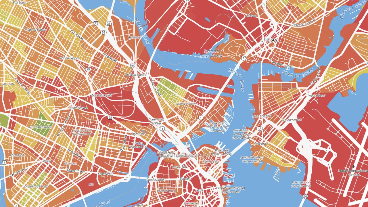Charlestown, MA Map of Assault Rates