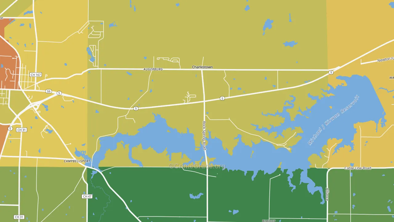 Charlestown, OH Map of Assault Rates