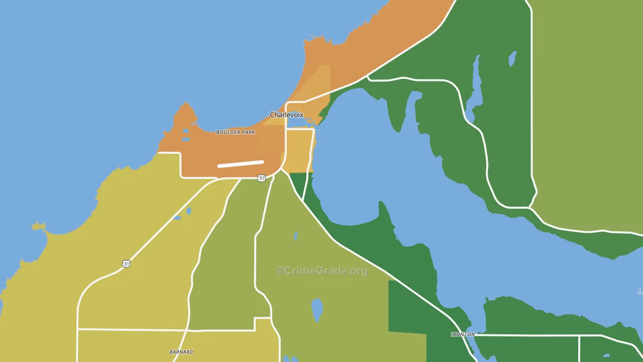 Charlevoix, MI Map of Assault Rates