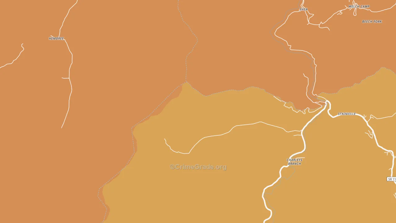 Charleys Branch, TN Map of Assault Rates