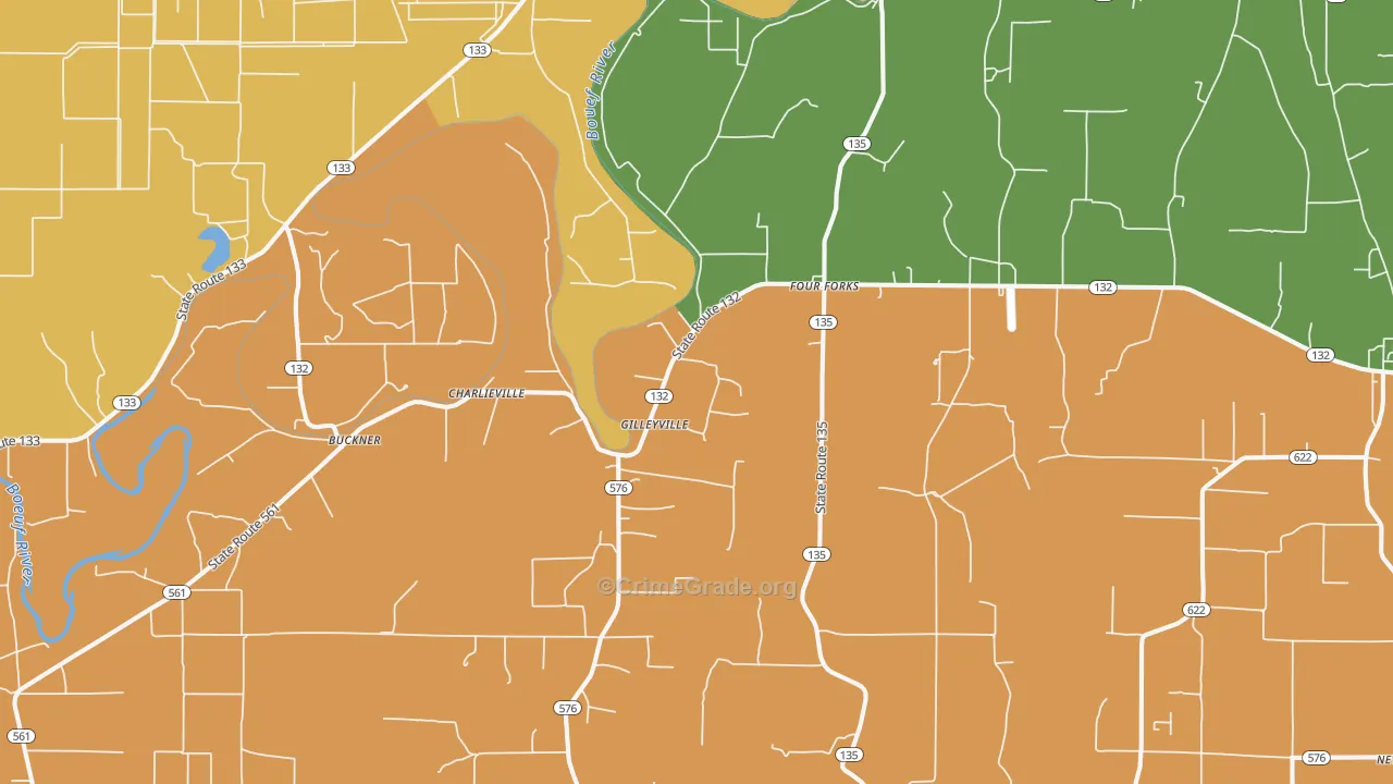 Charlieville, LA Map of Assault Rates