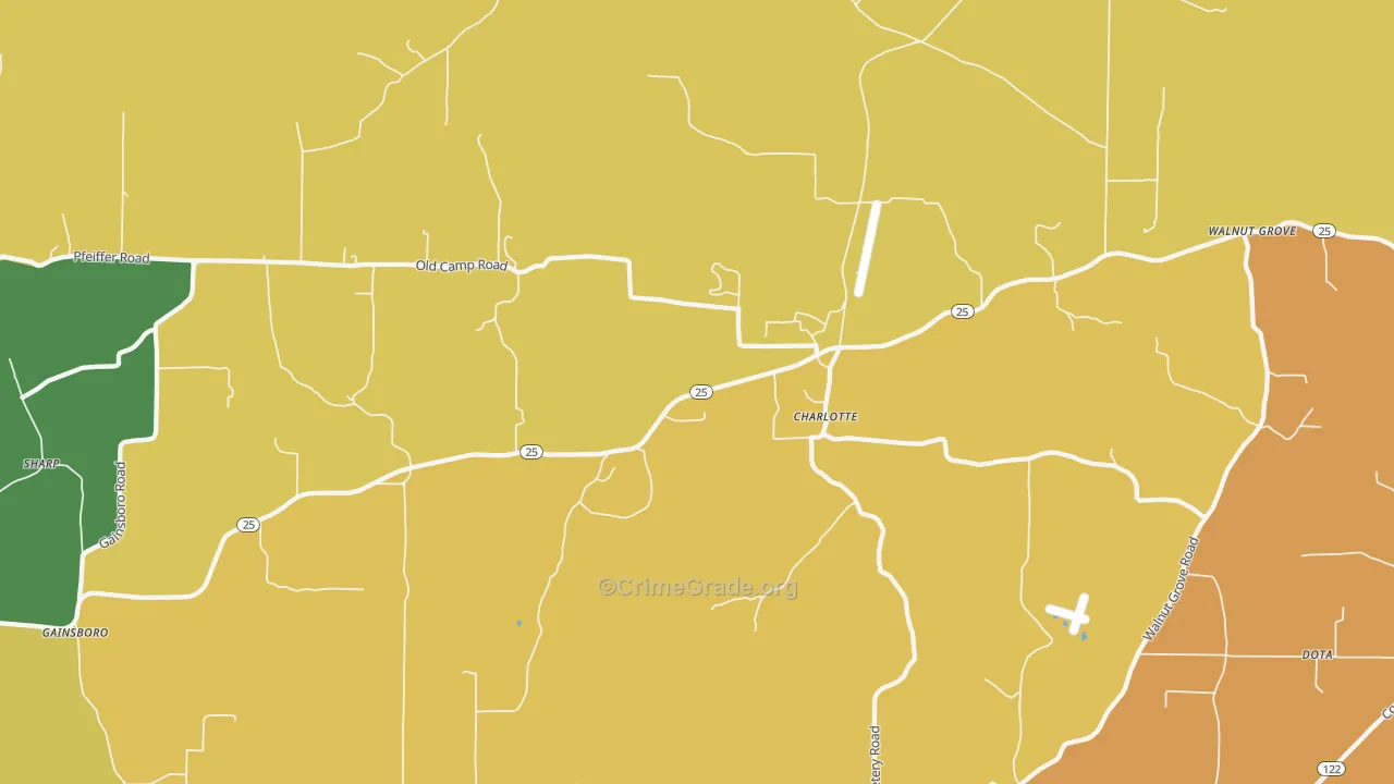Charlotte, AR Map of Assault Rates