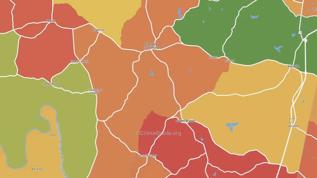 Charlotte County, VA Map of Assault Rates
