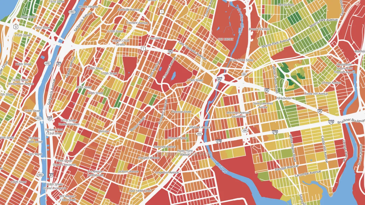 Charlotte Gardens, Bronx, NY Map of Assault Rates