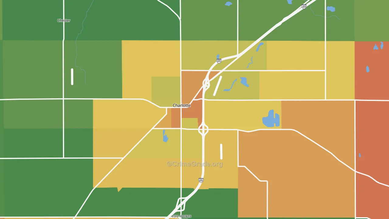 Charlotte, MI Map of Assault Rates