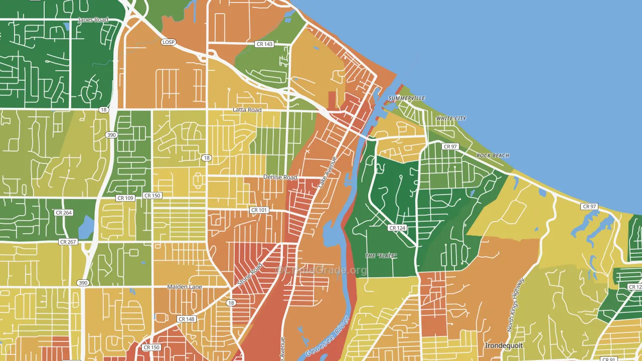 Charlotte, Rochester, NY Map of Assault Rates