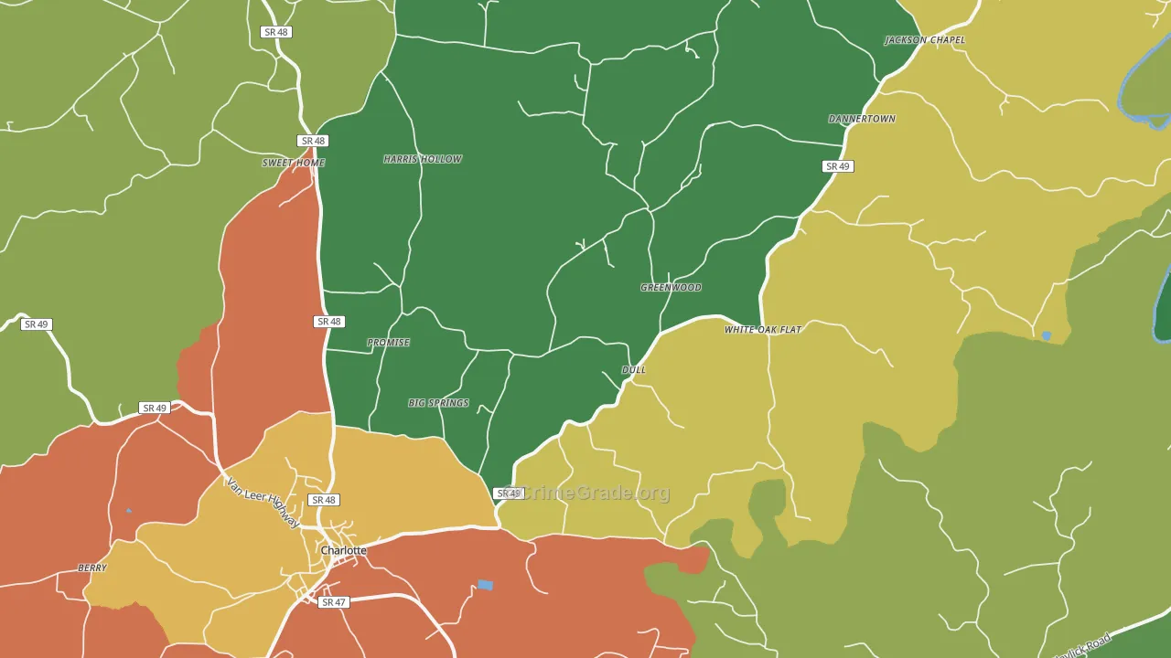 Charlotte, TN Map of Assault Rates