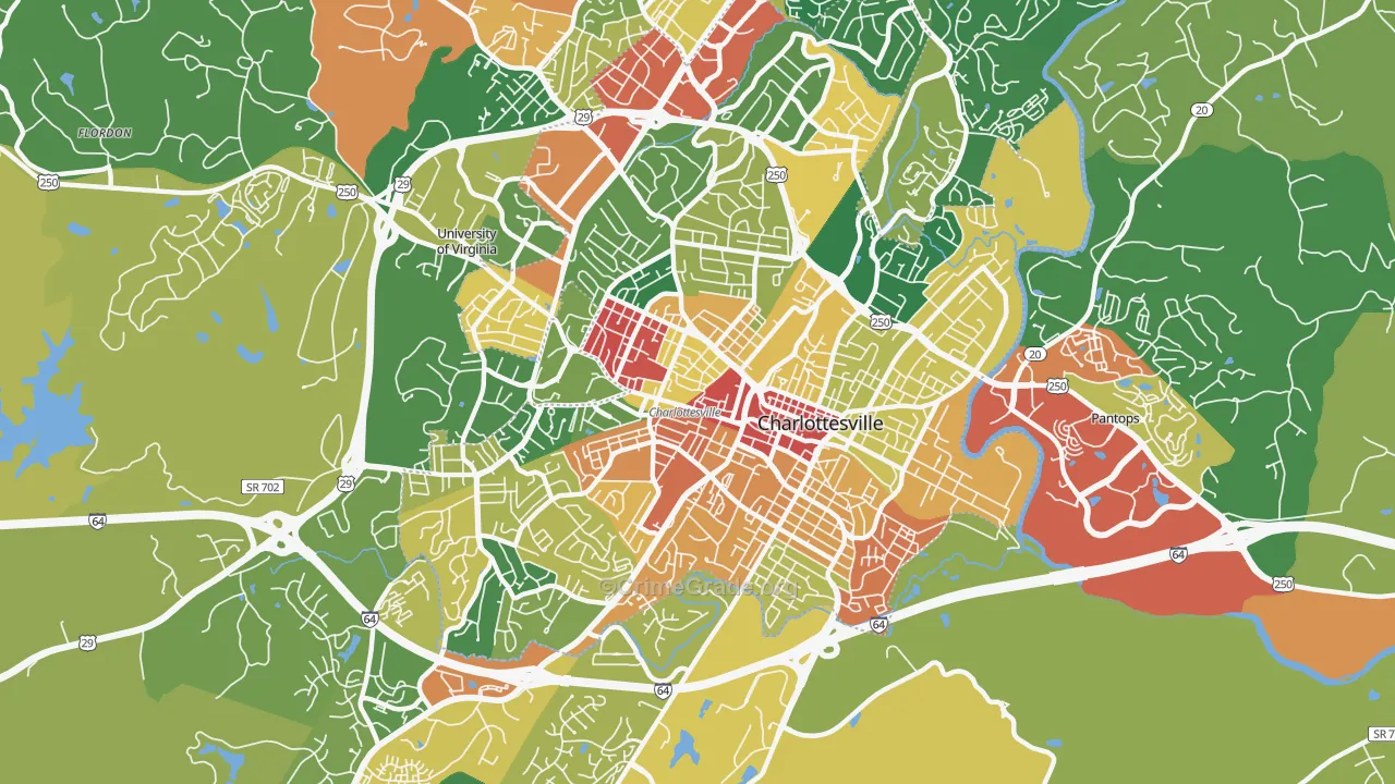 Charlottesville City, VA Map of Assault Rates