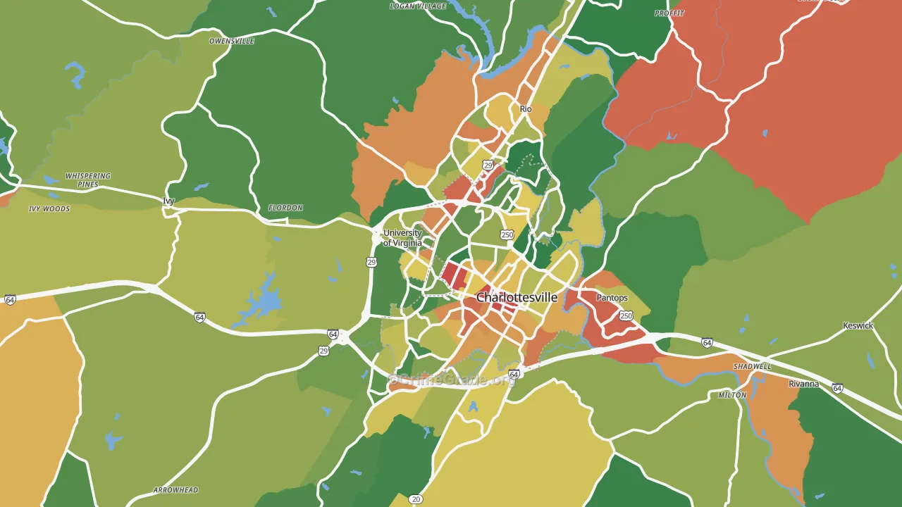 Charlottesville, VA Map of Assault Rates
