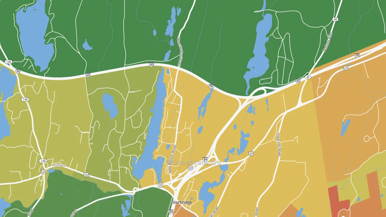 Charlton City, MA Map of Assault Rates