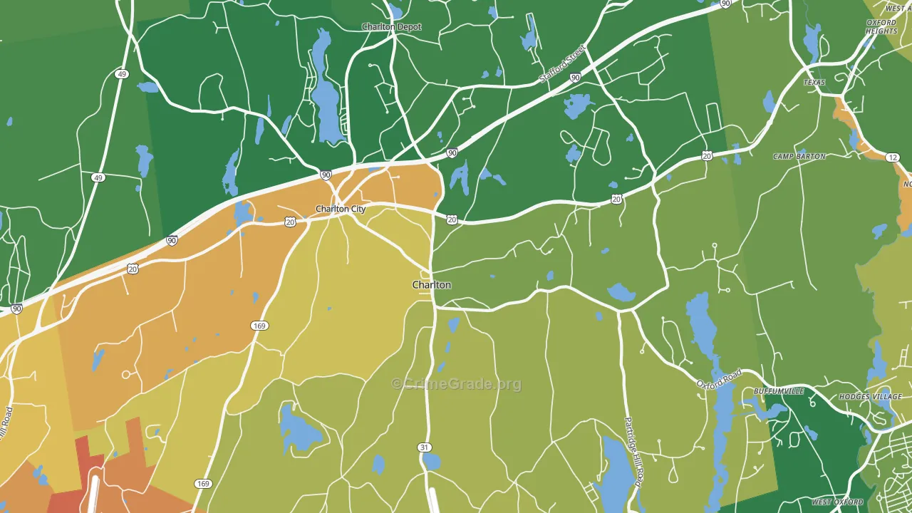Charlton, MA Map of Assault Rates
