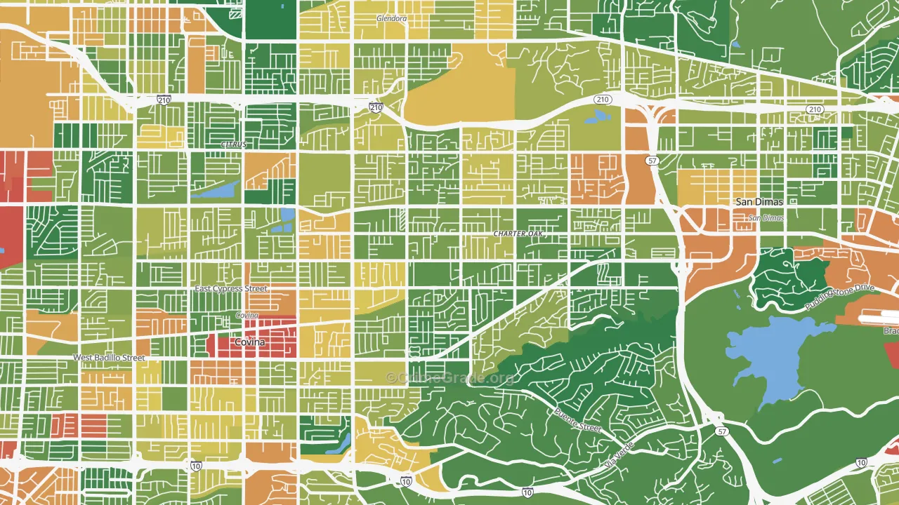 Charter Oak, Covina, CA Map of Assault Rates