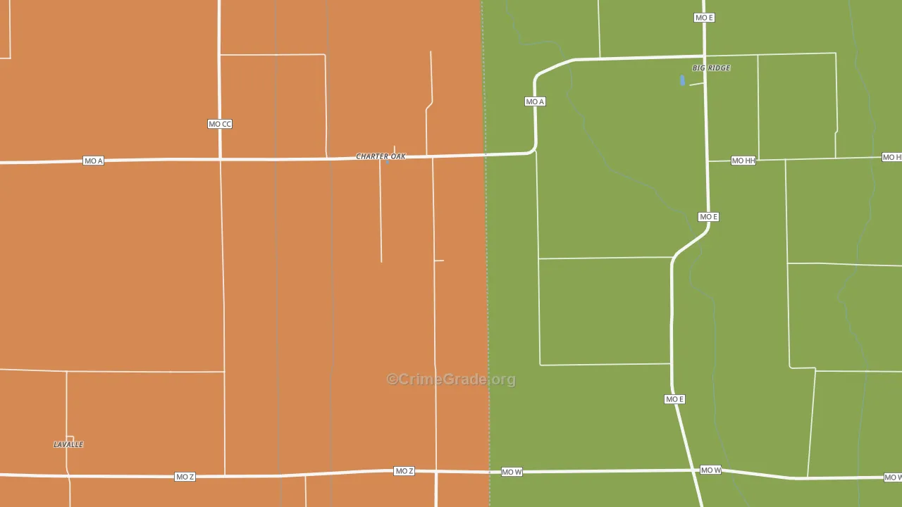 Charter Oak, MO Map of Assault Rates