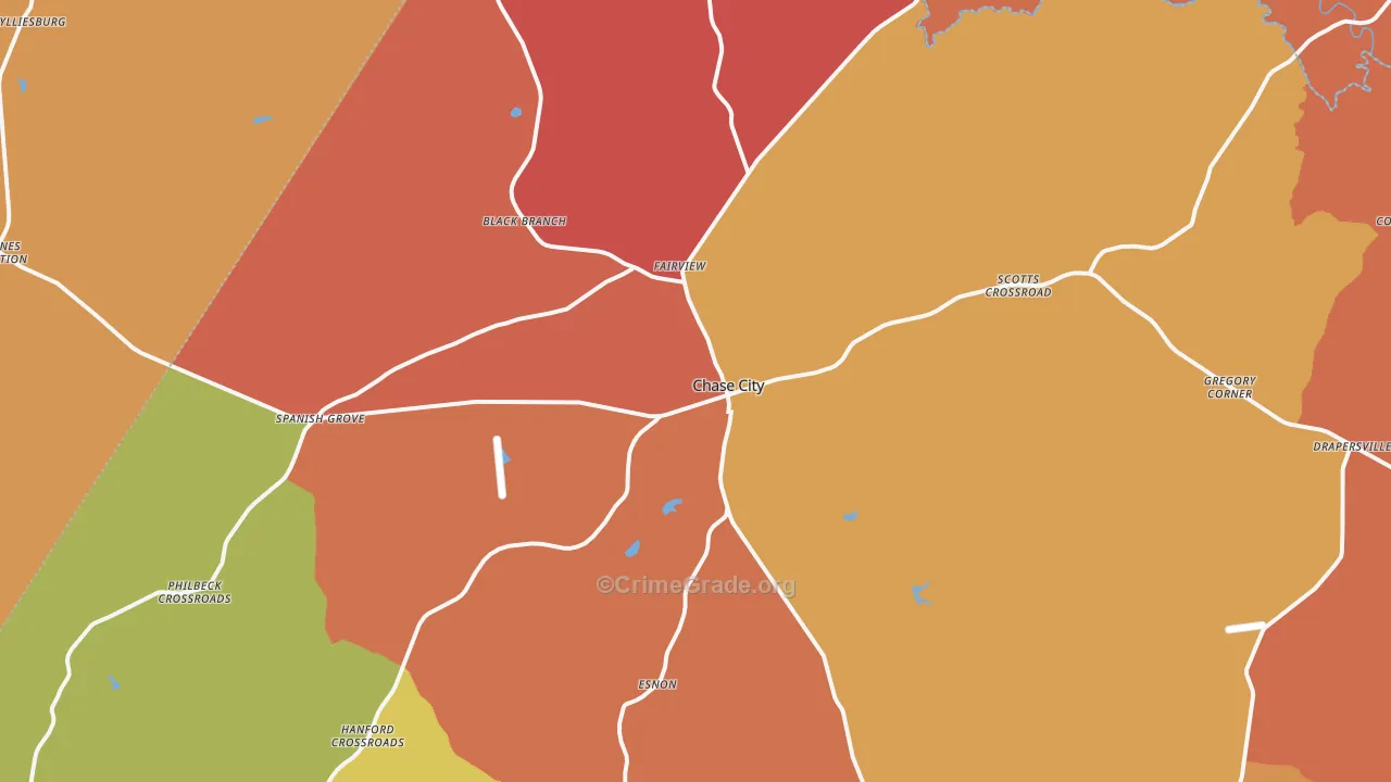 Chase City, VA Map of Assault Rates