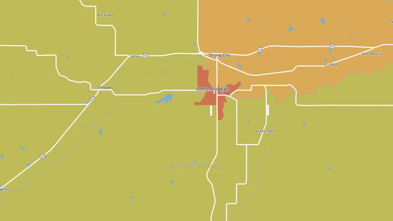 Chase County, KS Map of Assault Rates
