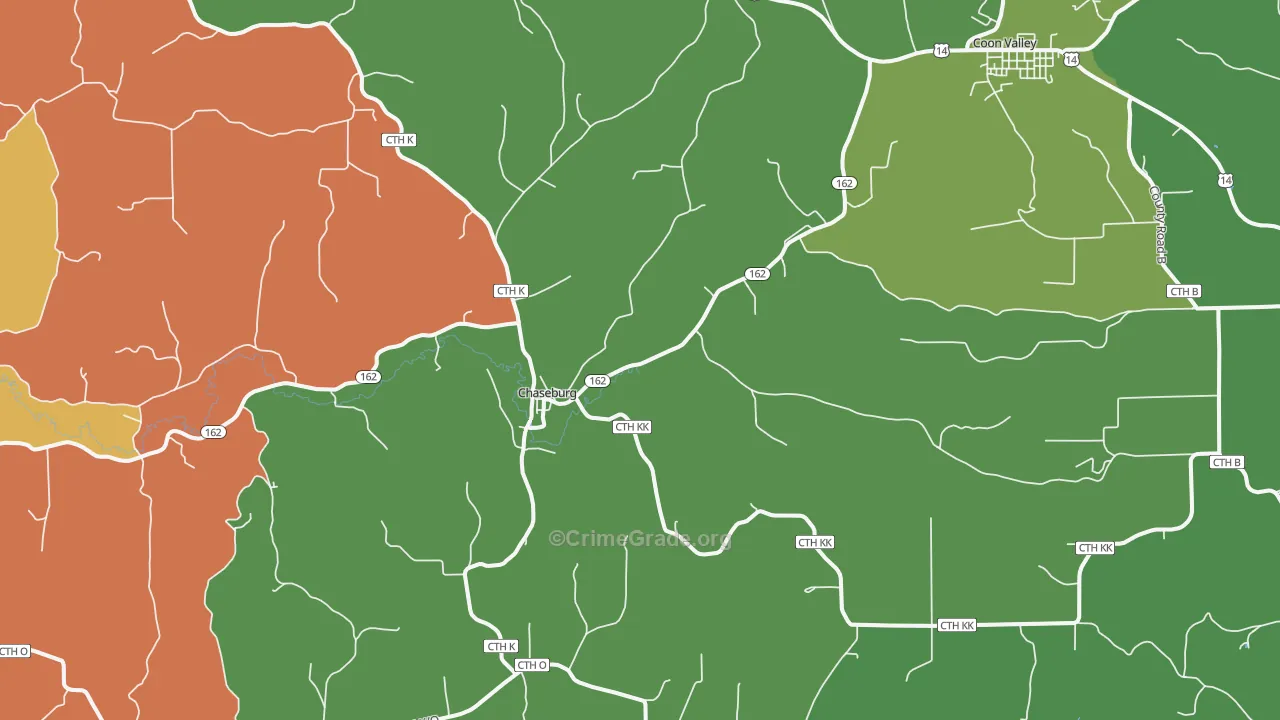 Chaseburg, WI Map of Assault Rates