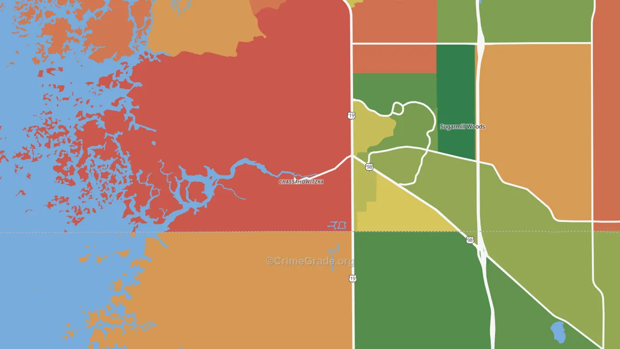 Chassahowitzka, FL Map of Assault Rates