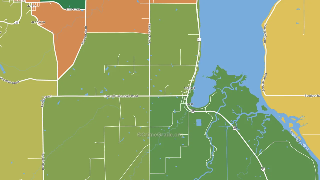 Chassell, MI Map of Assault Rates