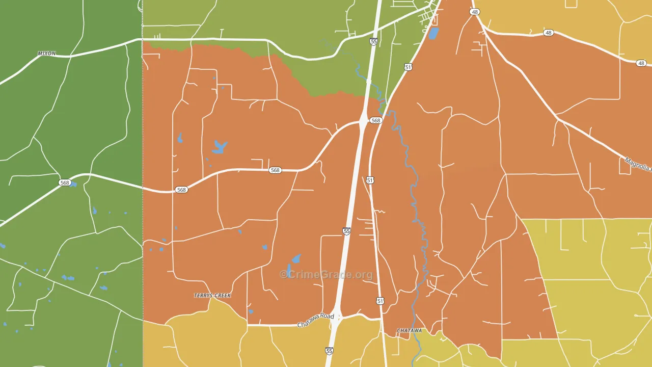 Chatawa, MS Map of Assault Rates