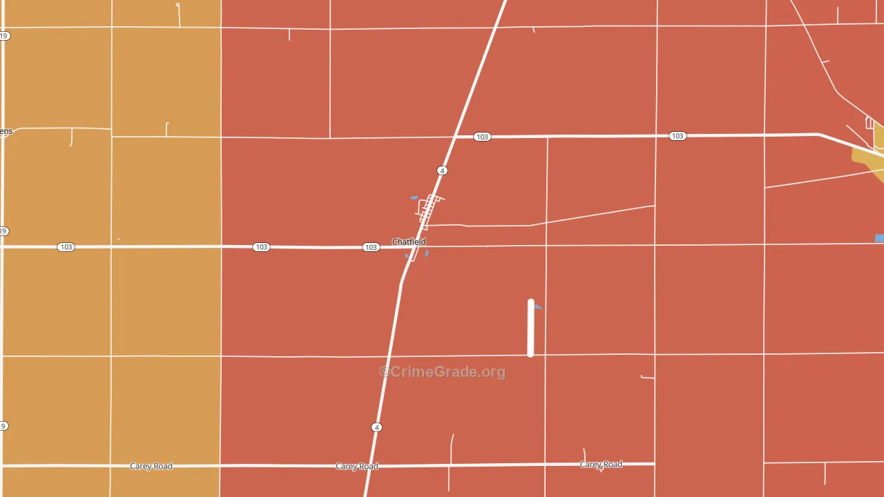 Chatfield, OH Map of Assault Rates