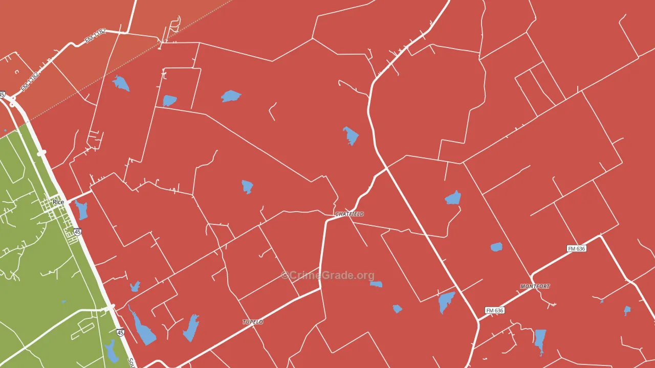Chatfield, TX Map of Assault Rates