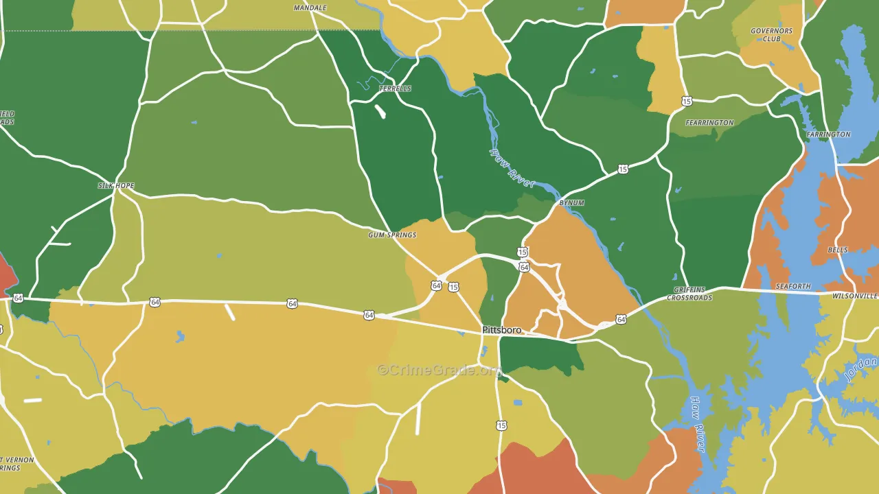 Chatham County, NC Map of Assault Rates