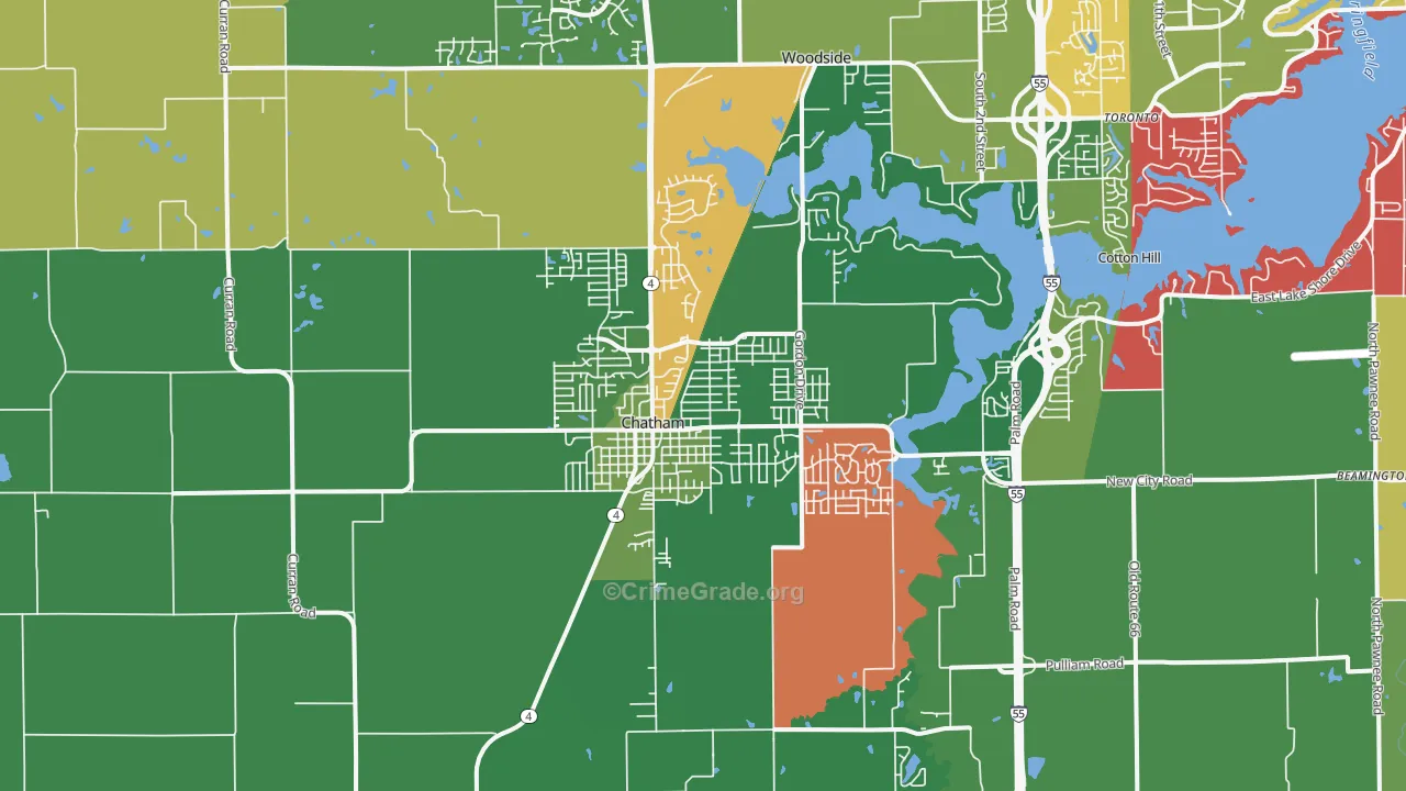 Chatham, IL Map of Assault Rates