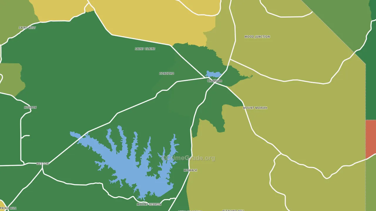Chatham, LA Map of Assault Rates