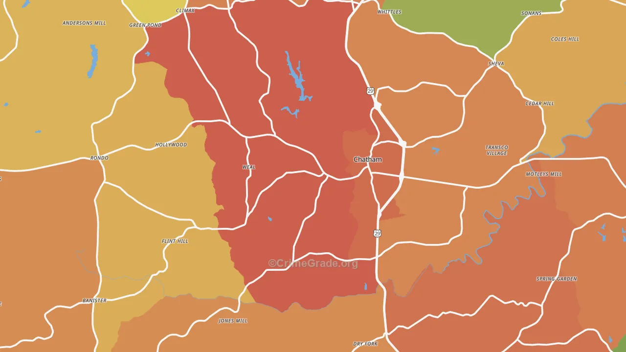 Chatham, VA Map of Assault Rates