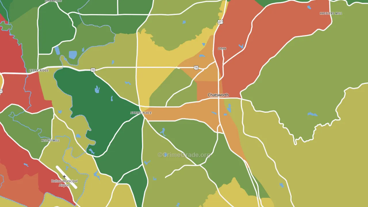 Chatsworth, GA Map of Assault Rates