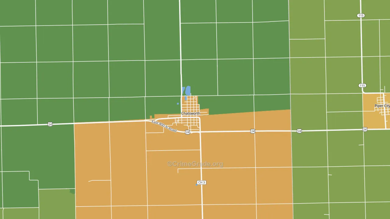 Chatsworth, IL Map of Assault Rates