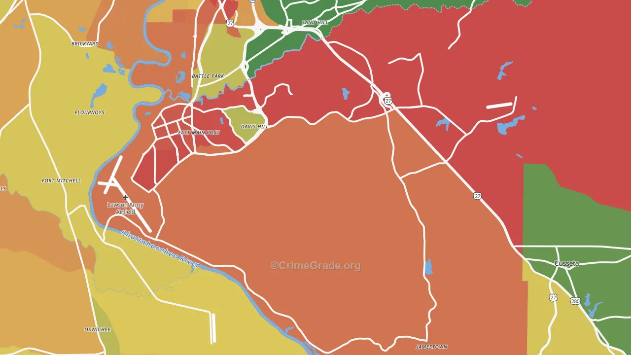 Chattahoochee County, GA Map of Assault Rates