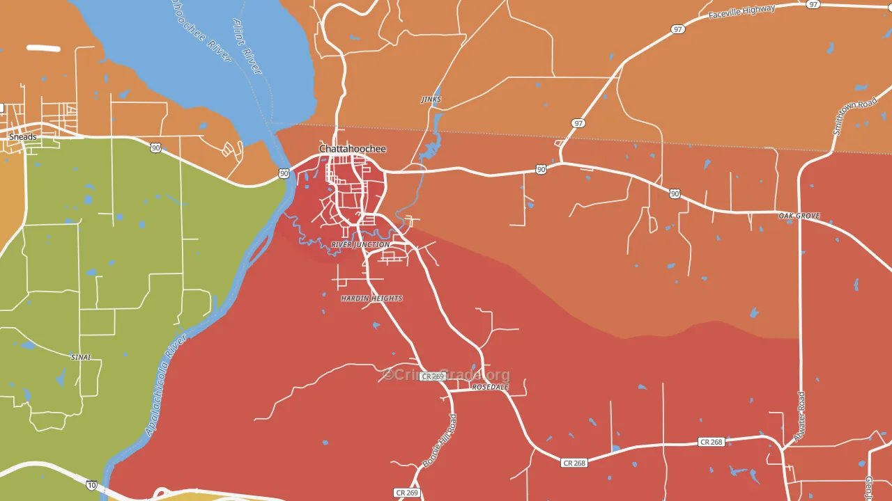 Chattahoochee, FL Map of Assault Rates