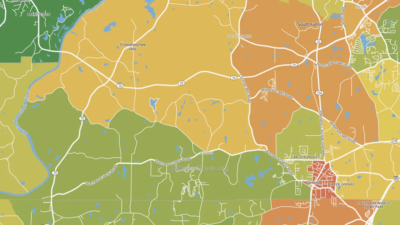 Chattahoochee Hills, GA Map of Assault Rates