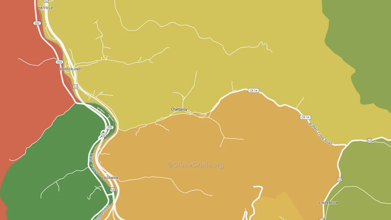 Chattaroy, WV Map of Assault Rates
