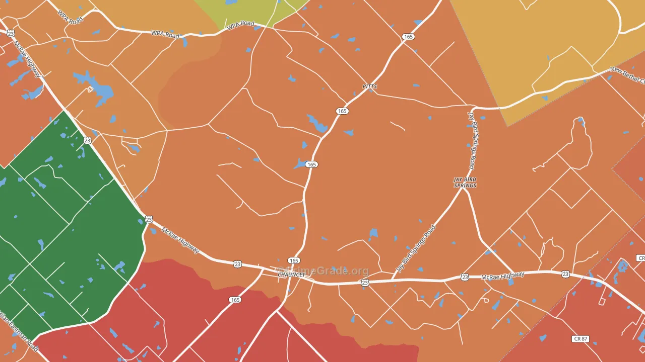 Chauncey, GA Map of Assault Rates