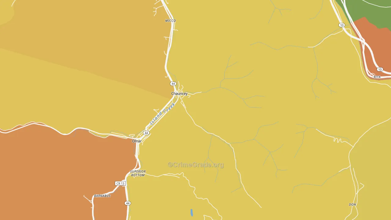 Chauncey, WV Map of Assault Rates
