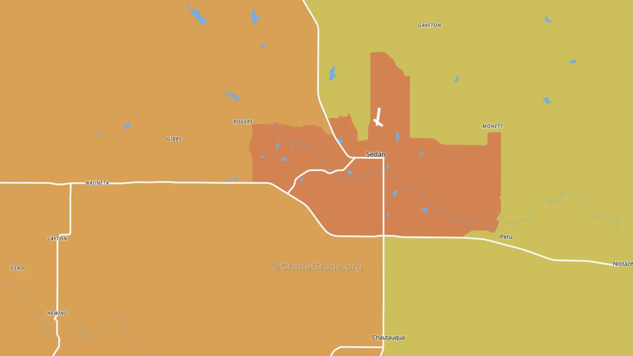 Chautauqua County, KS Map of Assault Rates