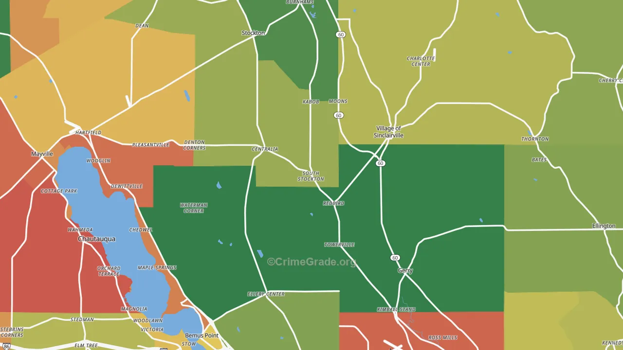 Chautauqua County, NY Map of Assault Rates