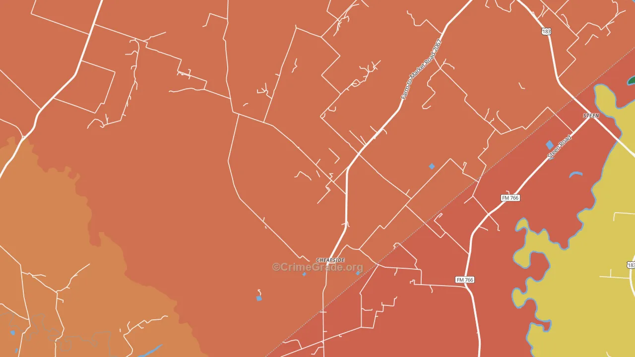 Cheapside, TX Map of Assault Rates