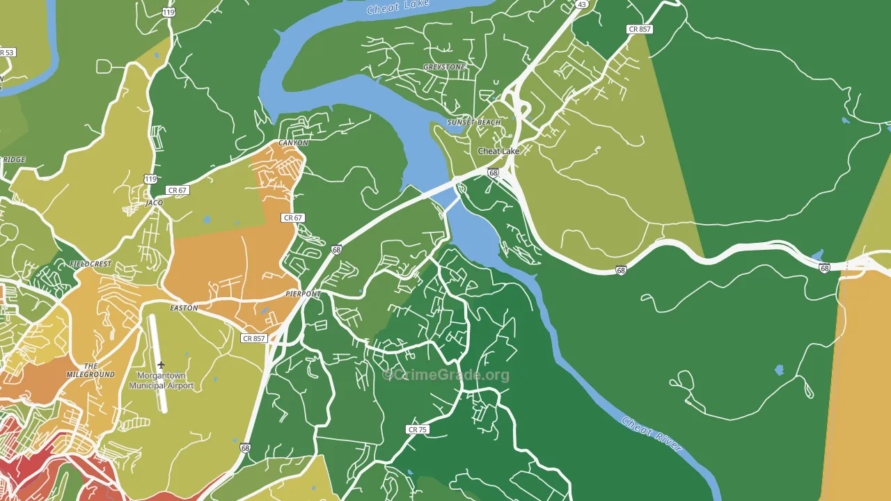 Cheat Lake, WV Map of Assault Rates