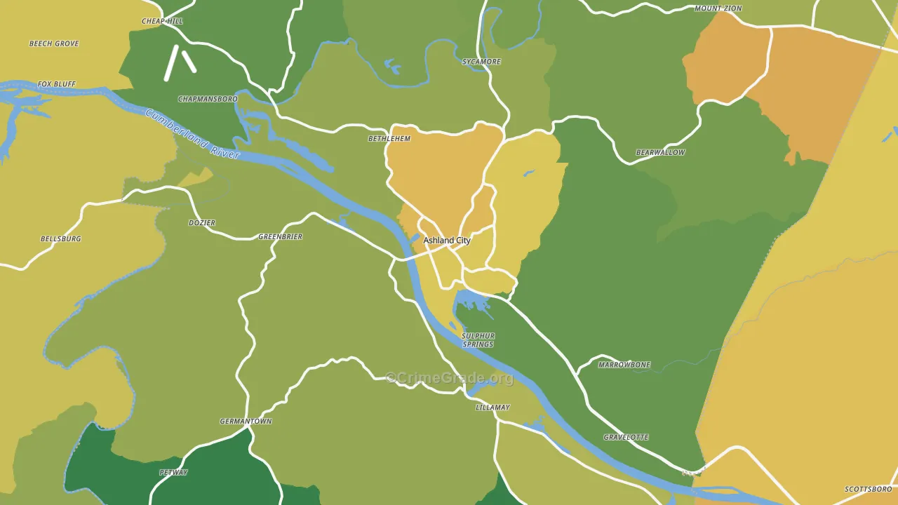 Cheatham County, TN Map of Assault Rates