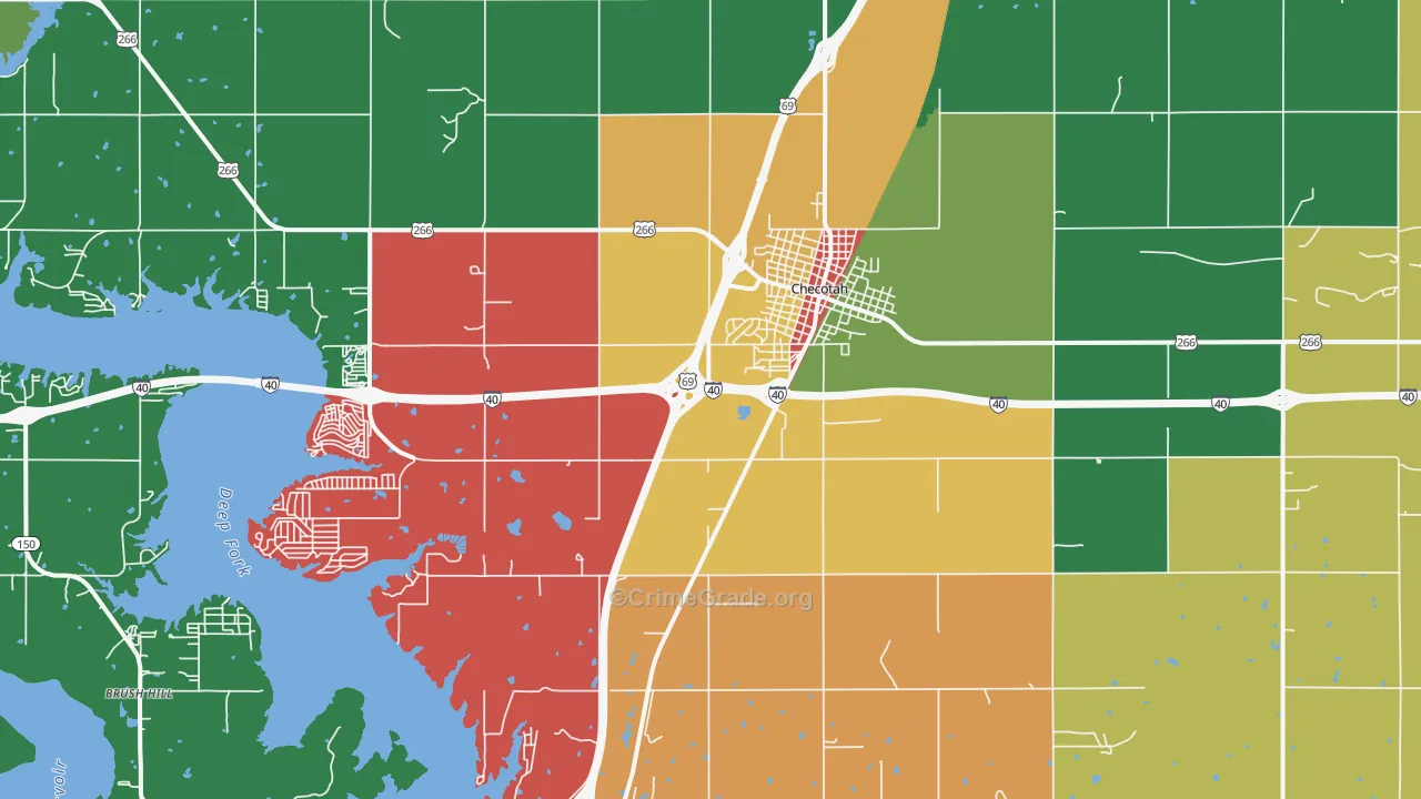Checotah, OK Map of Assault Rates