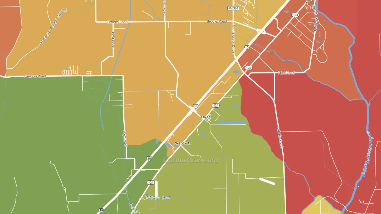 Cheek, TX Map of Assault Rates