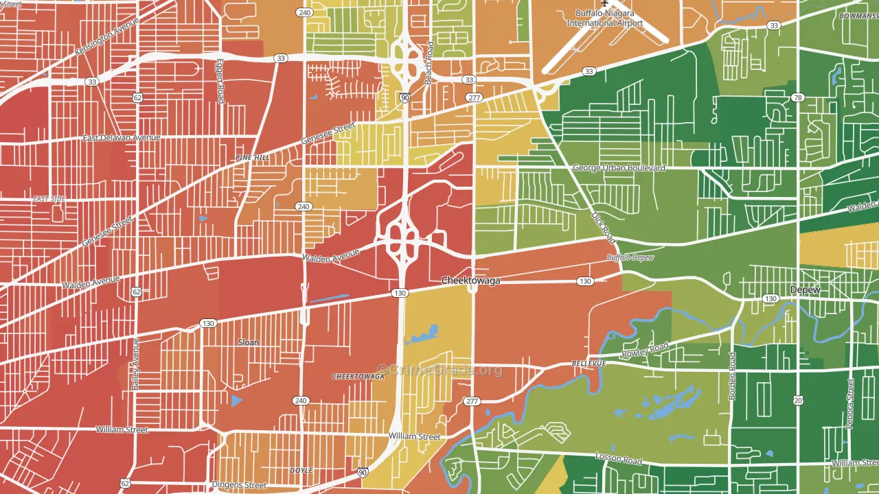 Cheektowaga, NY Map of Assault Rates