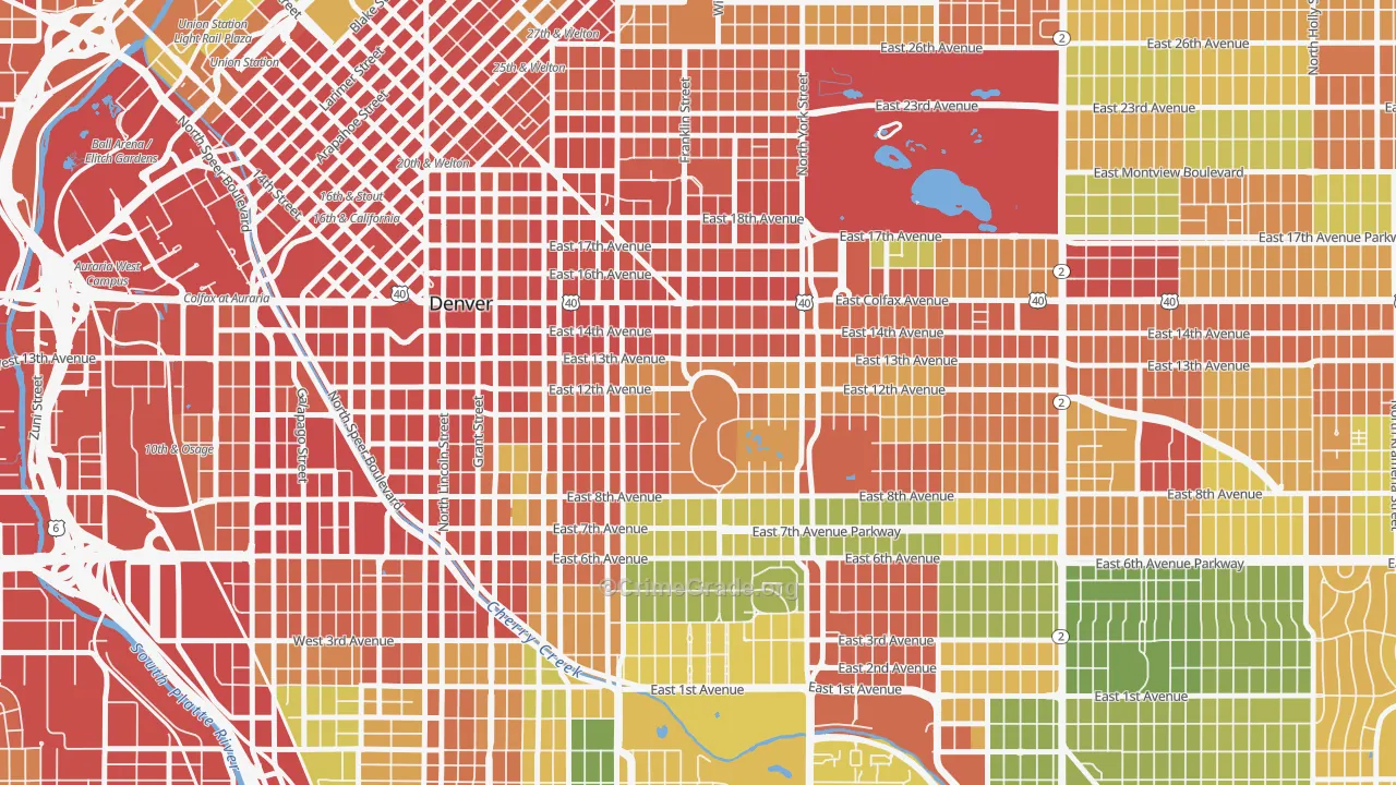 Cheesman Park, Denver, CO Map of Assault Rates